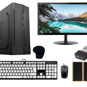 Desktop Computer Set with i5 3470, 8GB RAM, 256GB SSD, 19-inch Monitor, Keyboard, Mouse, WiFi, Speakers, Windows 10, Black