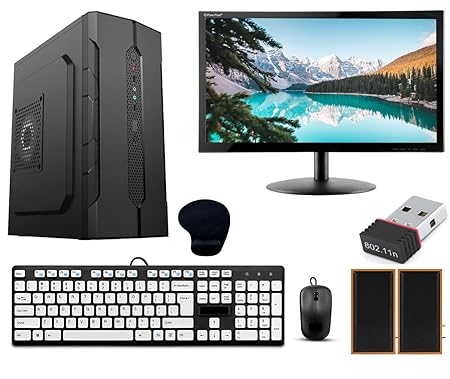 Desktop Computer Set with i5 3470, 8GB RAM, 256GB SSD, 19-inch Monitor, Keyboard, Mouse, WiFi, Speakers, Windows 10, Black