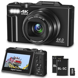 Digital Camera for Photography, WiFi 64MP 4K Vlogging Camera for YouTube